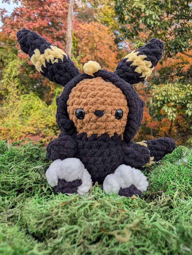 Crochet Eevee in Umbreon Onesie inspired Pokemon Plushie